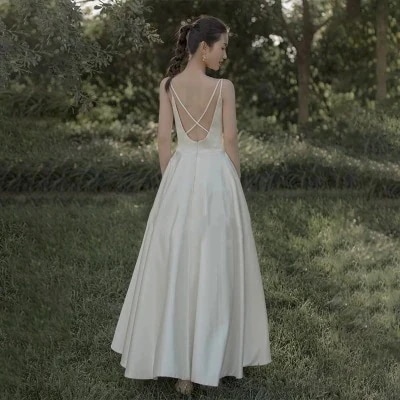 ウェディングドレス 花嫁 結婚式 ウェディングドレス ノースリーブ シンプル 無地 ワンピース 結婚式二次会 披露宴 前撮り後撮り ビーチフォト花嫁ドレス
