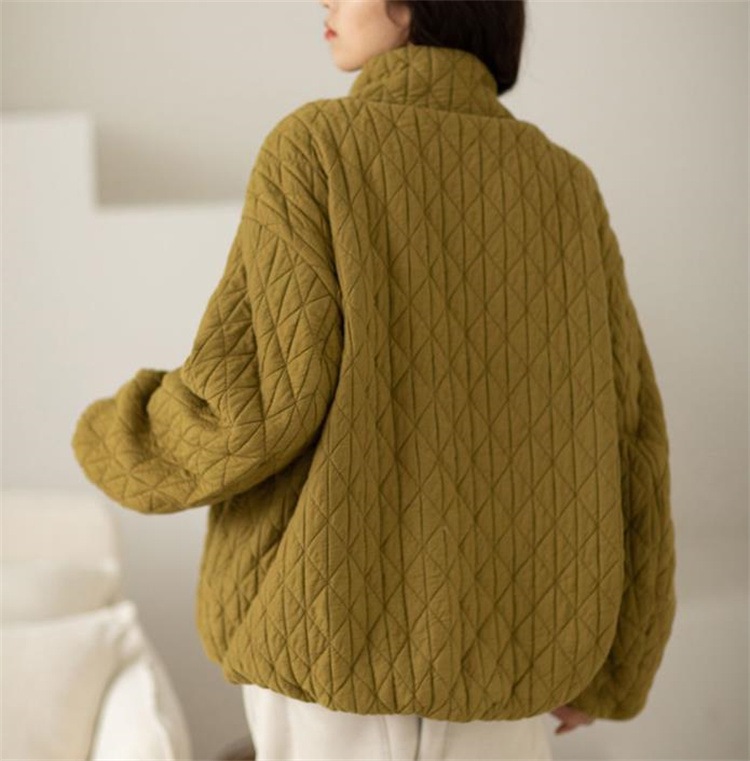 激安セール ひし形格 ゆったりする デザインセンス スタンドカラー コットン コート ダウン スリム 大きめサイズ ファッション カジュアル ボーイッシュ