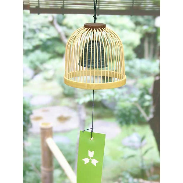 駿河竹千筋細工　風鈴　釣鐘 (H-11)　静岡県伝統工芸品　杉山雅泰 作　職人が竹ひごを組んで千筋にして作り上げられたインテリア　繊細で滑らかな曲線美 5,423円