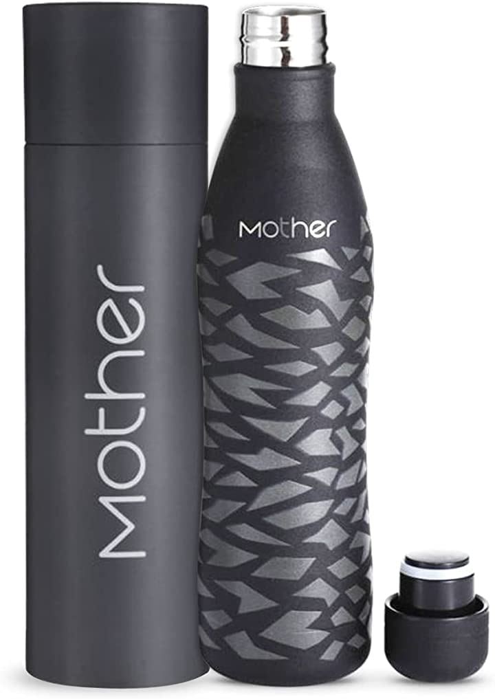 水筒 ステンレスボトル 保温 保冷 魔法瓶 木を植える支援 くびれ 500ml Speltmelt( 黒, 500ml)