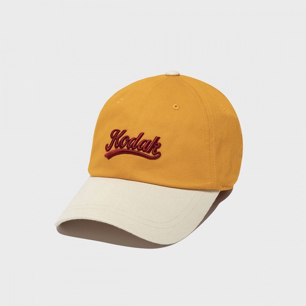コダックアパレルリラックスフィットレタリングコンビボールキャップイエロー