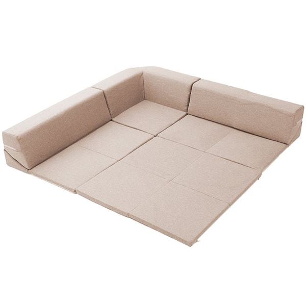 カバーが洗えるマット付きコーナーソファー BE ベージュ