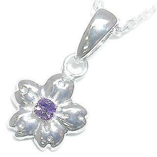 ( 2月誕生石 ) アメジストペンダントネックレス（フラワーモチーフ）楽ギフ_包装
