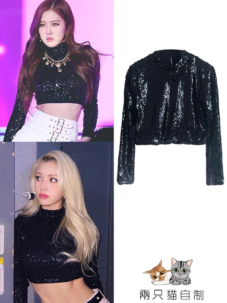 パク・チェヨン ローズとチョン・ソミ Somi スパンコール トップ ブラック セックス