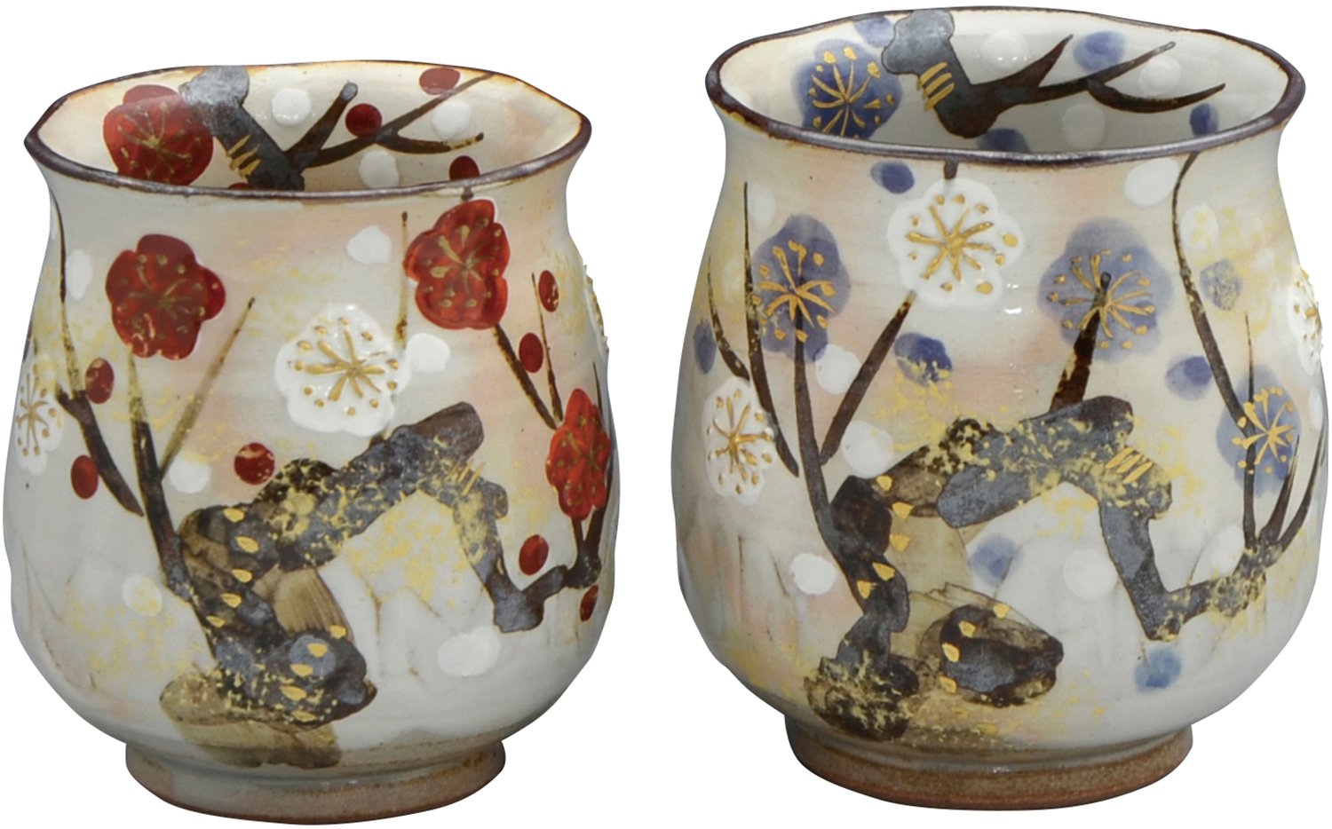 アイトー 湯呑み 吉祥梅 ペア 京焼 清水焼 竣山窯 組湯呑 USK965