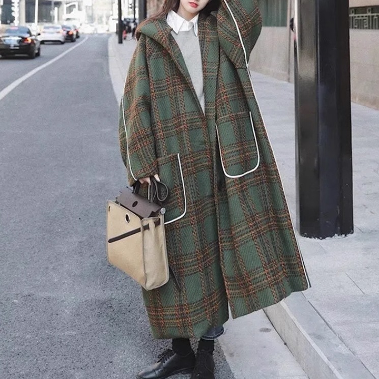 レディース ジャケット パーカー コート アウター ウール 羽織 前開き ウールロングコート ロングコート ロング 長袖 ボリューム袖 萌袖 フード ワイド オーバーサイズ もこもこ ふっくら