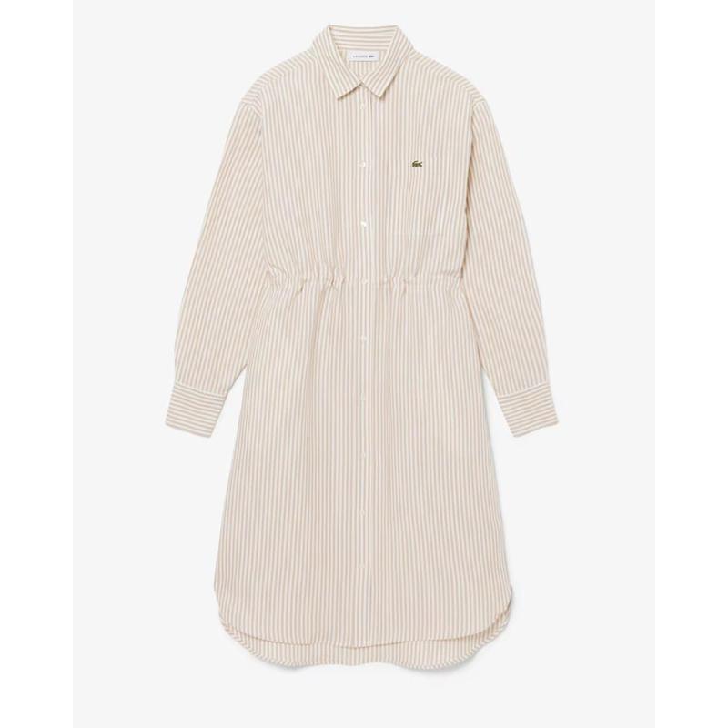 26SS 女性 長袖 リネンブレンド シャツワンピース EF8271-56G 8GI(ストライプ)