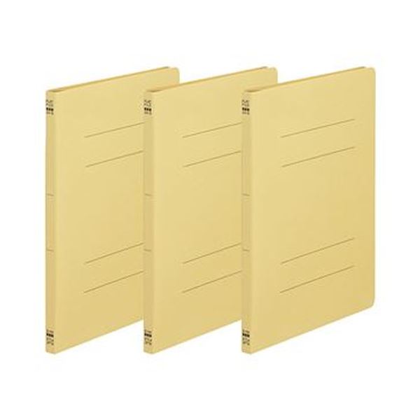 (まとめ)TANOSEE フラットファイル(ノンステープルタイプ)A4タテ 150枚収容 背幅18mm 黄 1パック(3冊)100セット