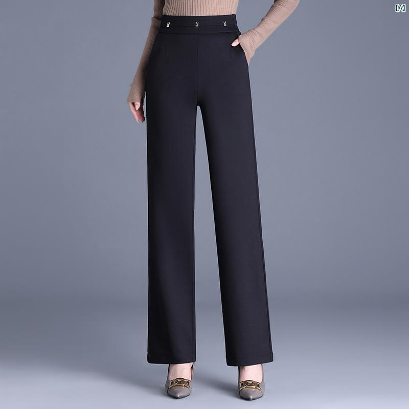 レディース　ファッション　オシャレ　シンプル ブラック スーツ パンツ 春秋 S サイズ ハイウエスト スリム プロ ストレート シガレット パイプ ズボン 6,176円