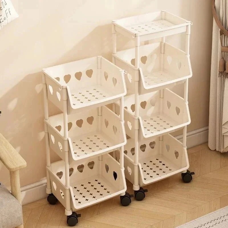 【3個セット】カートおやつ棚ベビー用品収納棚着地可動赤ちゃんおもちゃ収納棚クリーム風383