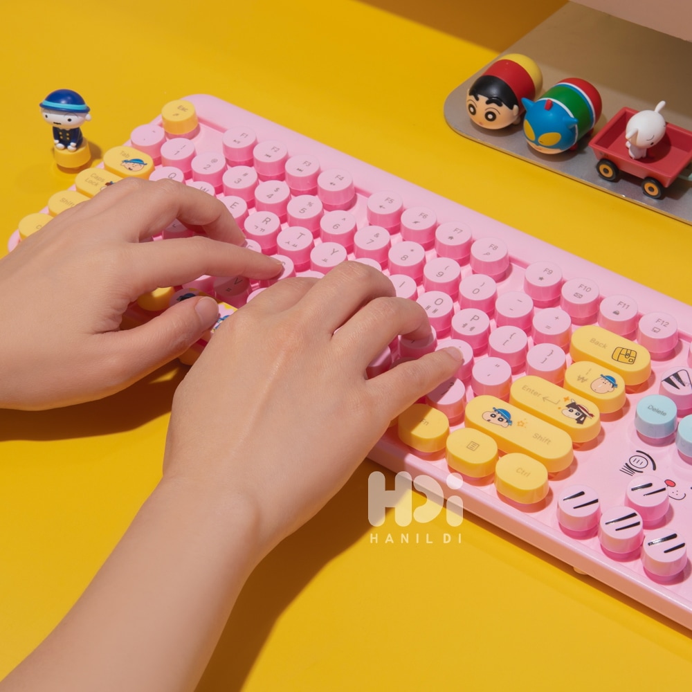 クレヨンしんちゃん 幼稚園 ワイヤレスキーボード 事務用 ノートパソコン メンブレン 静音キーボード
