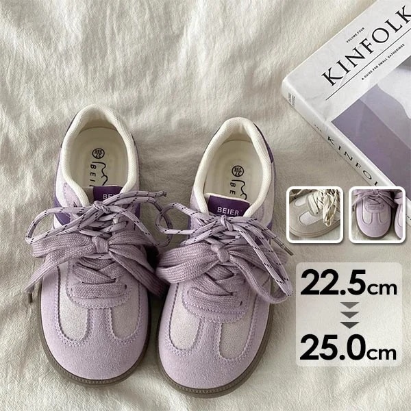 スニーカー レディース シューズ カジュアル ウォーキングシューズ ベージュ パープル おしゃれ かわいい 大きいサイズ 履きやすい 旅行 通勤 通学 人気 靴 シンプル 無地 美脚 身長アップ