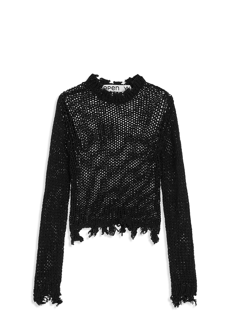 【OPEN Yy】 25FW DISTRESSED CROP KNIT : BLACK