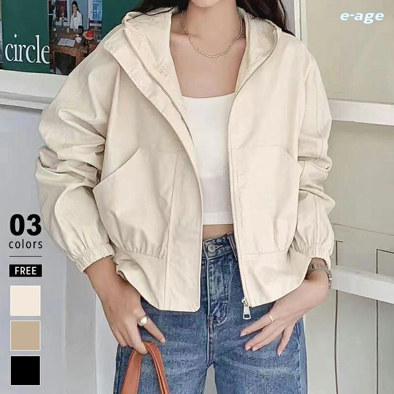 マウンテンパーカー レディース きれいめ ブルゾン アウター ジャケット フード付き ボリューム袖 大きめ ゆったり ライトアウター クロップド パーカー 羽織