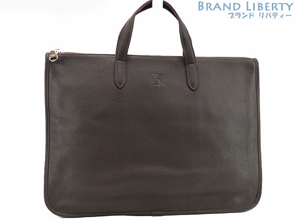 新品同様ロエベアナグラムトレドブリーフケースビジネスバッグ書類かばんハンドバッグダークブラウンレザー