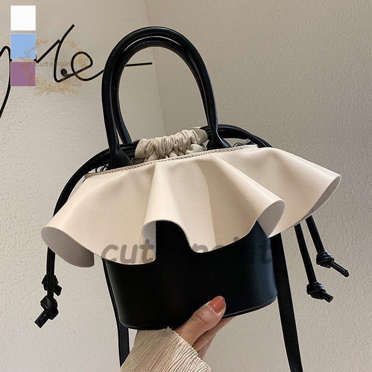 バッグ レディース ハンドバッグ ショルダーバッグ マザーズバック 2way 巾着 ツートンカラー モード パープル ブルー ホワイトベーシック イベント