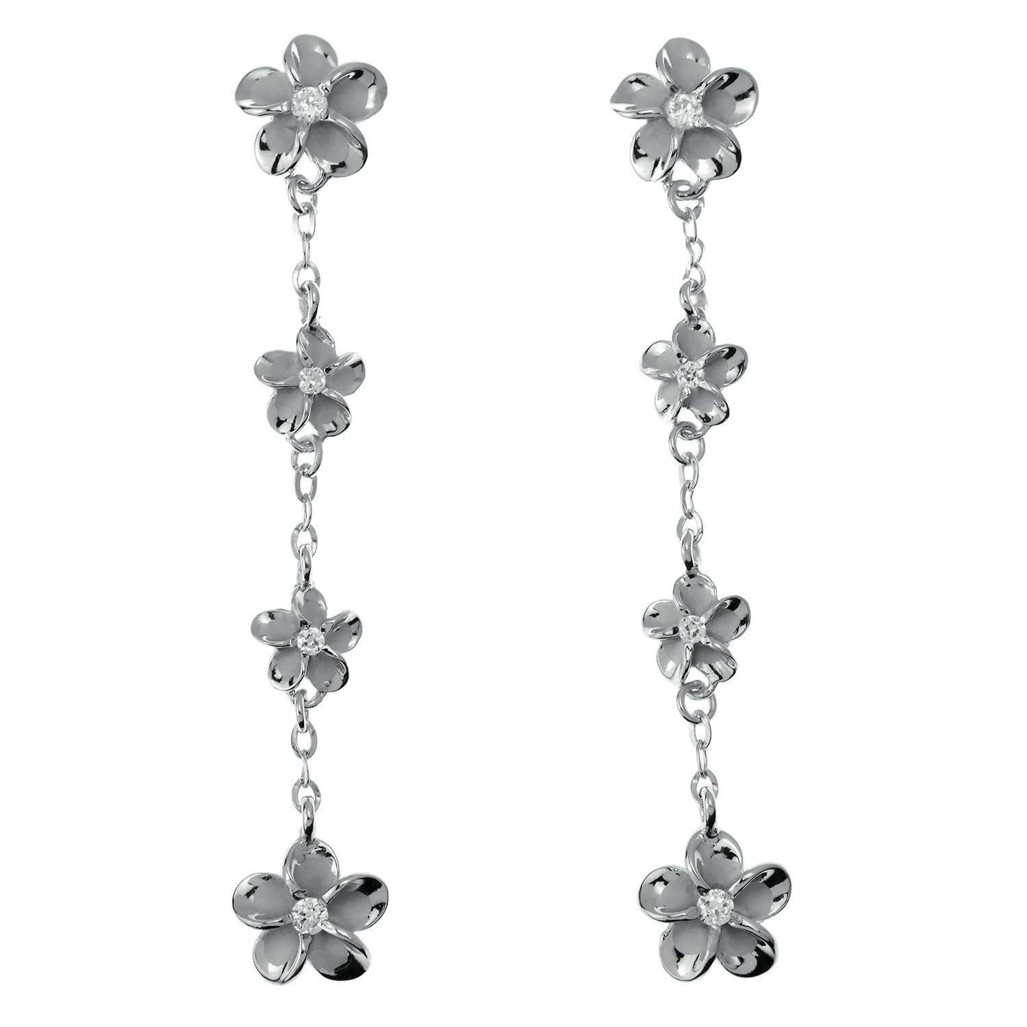 レイラニ ハワイアンジュエリー プルメリア 4連 チェーン ピアス シルバー 925