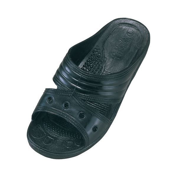 （まとめ） オーミケンシ 業務用フィッティングサンダル M ブラック 1足 [x5セット]