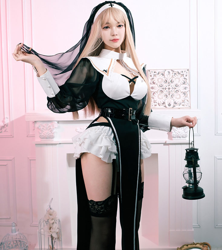 コスプレ変装仮装衣装 ハロウィン 吸血鬼修女服十字架ダークゴシック風