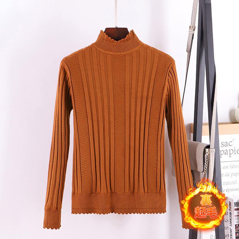 tシャツレディース長袖ニットセーター裏ボア裏起毛厚秋冬プチハイネックセーターレイヤードニットスリムプルオーバーインナーニットソー春
