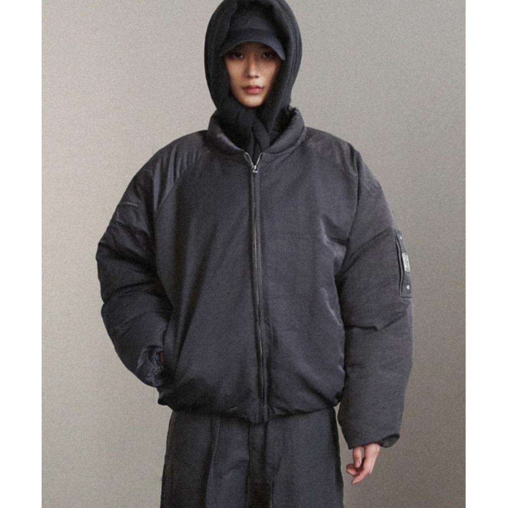 BADBLOOD BS Nylon Puffer MA1 Jacket Charcoal w-jkt24-045