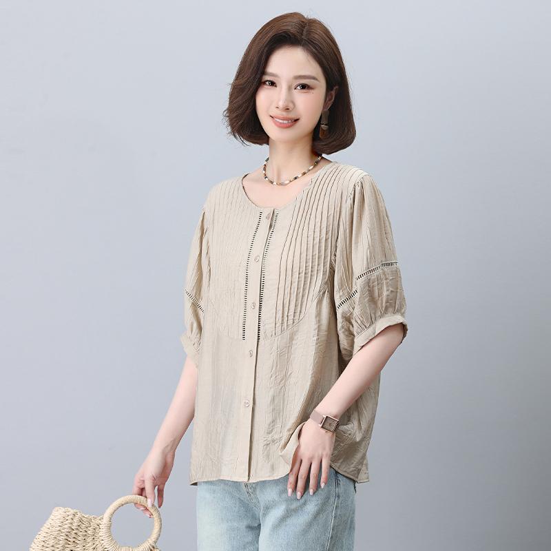 レディース トップス ファッション 上品 オフィス カジュアル 婦人服 おしゃれ 半袖 シフォン シャツ 夏 小さめ 体型カバー シャツ