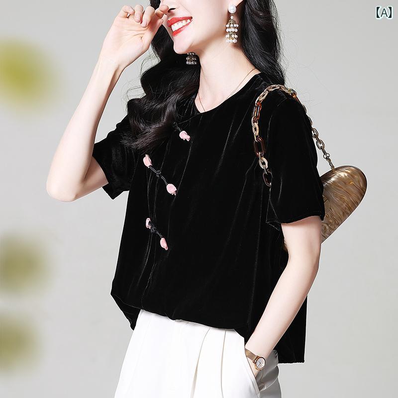 トップス 厚手 レディース モダン レトロ チャイナ風 ボタン シャツ レディース エスニック シンプル カジュアル