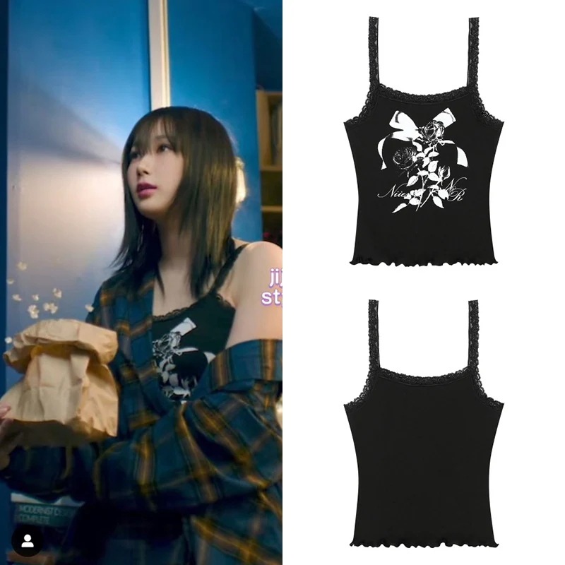 [韓國正品店][aespa ジゼル着用]NIIER NOR/LACE SLEEVELESS_BLACK