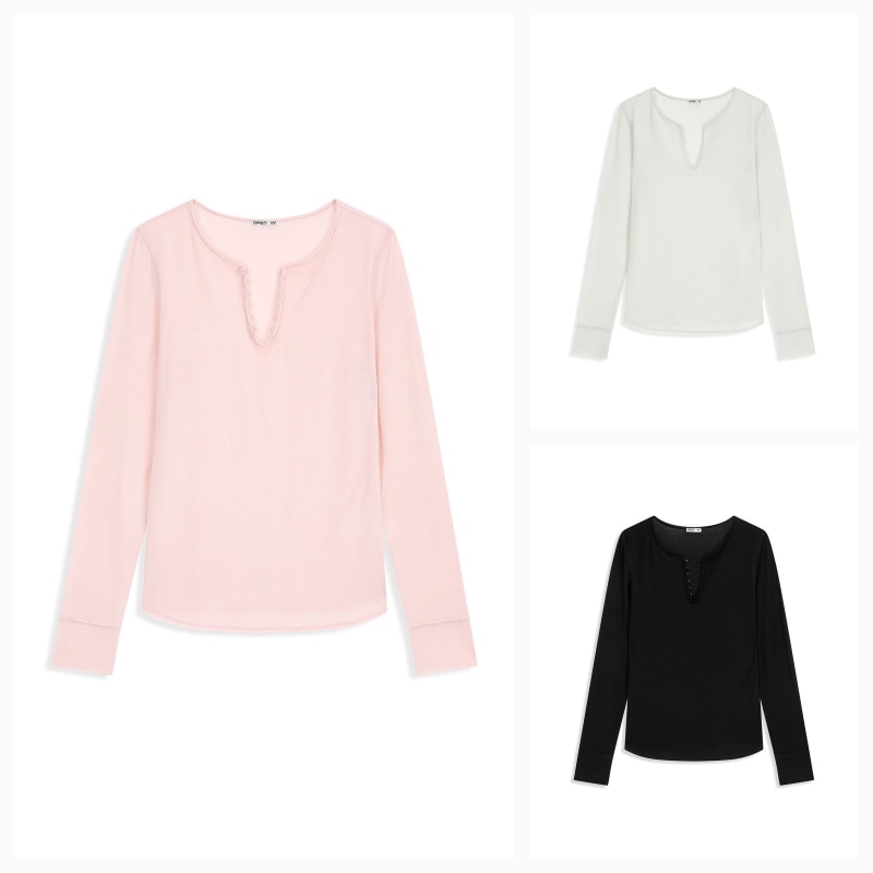 【OPEN Yy】 26SS HOOK HENLEY LONG SLEEVE : 3COLORS