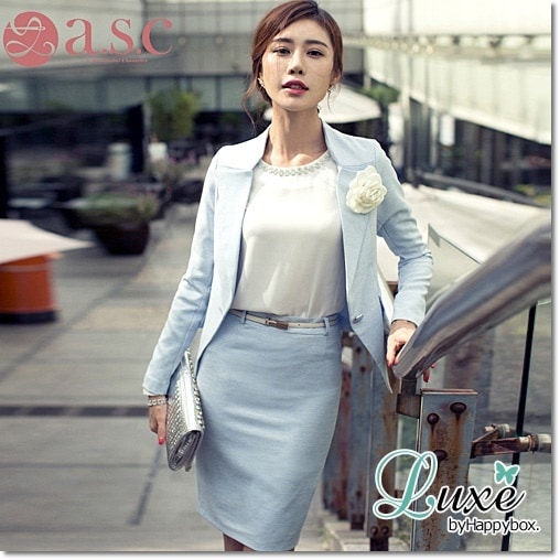 個性派変形テーラードジャケット スカートスーツ セレモニースーツ/入学式/ママスーツ/大きいサイズ/入園式/卒業式/結婚式//学校行事/かっこいい/個性的/高品質/ブルー