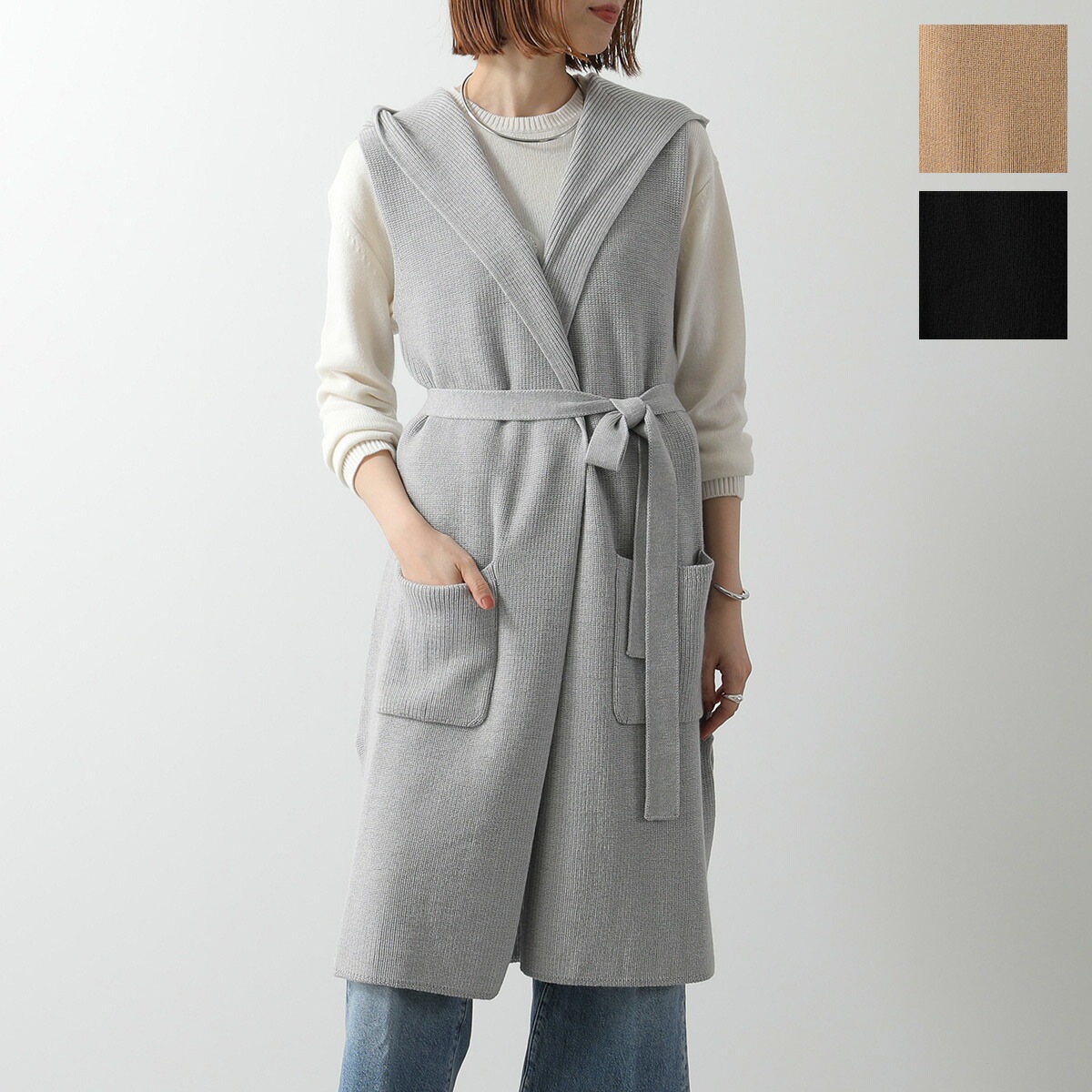 MAX MARA MM マックスマーラ ジレ BADESSE バデッセ レディース ニット ベスト ロング ウール ウエストマーク フーディー カラー3色 【ts】