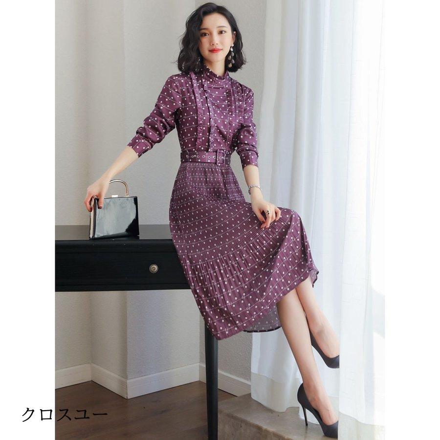 ワンピース レディース Aラインワンピース 膝丈 フォーマルワンピース 長袖 ひざ丈 大きいサイズ 体型カバー 春 夏 40代 50代