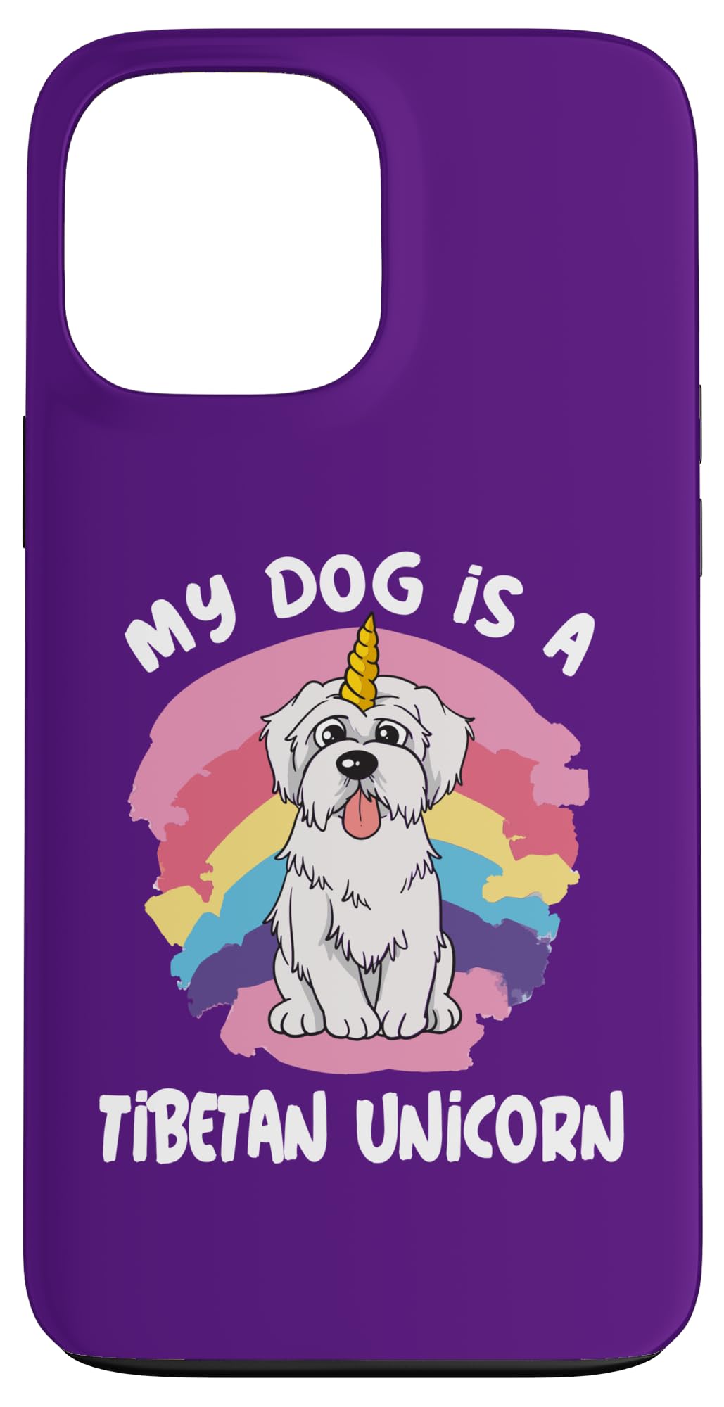 My Dog Is A Tibetan Unicorn Funny チベットテリア スマホケース iPhone 13 Pro Max 用
