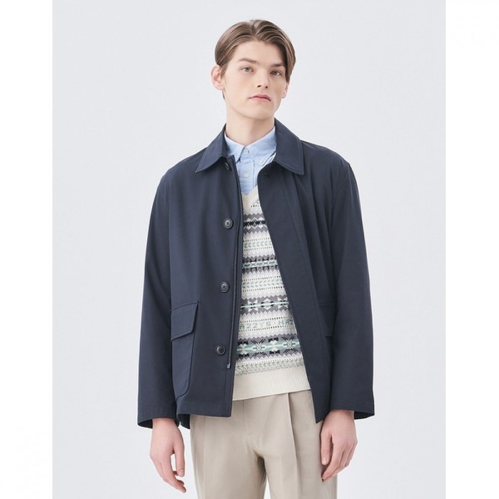 (ヘッジズ) 24SS ネイビーシングルレイヤーカーコート HZCO4B203N2