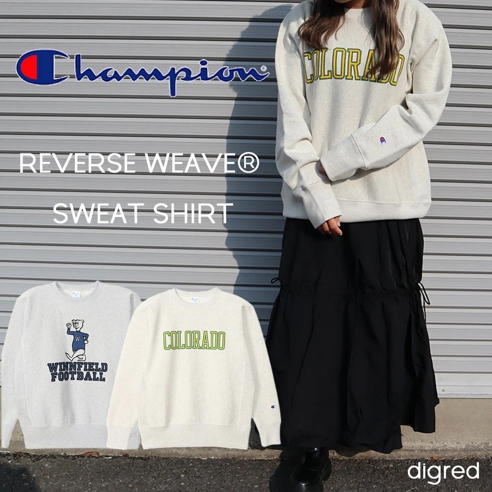 REVERSE WEAVE (R) クルーネックスウェットシャツ プリント　長袖トレーナー　裏起毛　秋冬　あったかい　ユニセックス ウィメンズ メンズ レディース