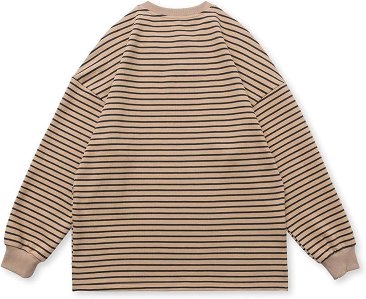メンズ 長袖 パーカー 春服 ストライプ柄 プルオーバー ビッグシルエット ファッション 通気 ストレッチ 丸襟 体型パカー トップス トレーナー コンフォート 柔らかい 丈長め カジュアル シンプル