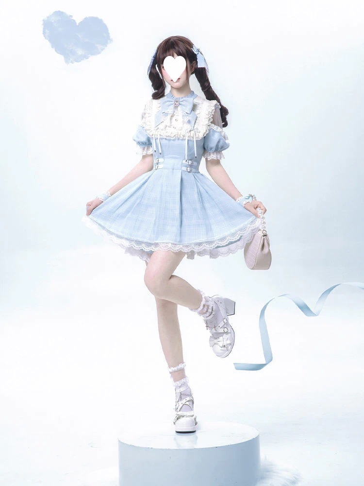 大人気アメリカンハロウィンロリータ 二次元 メイド服量産型地雷系アイドル風ブラック×ホワイトワンピース サブカルコーデの定番