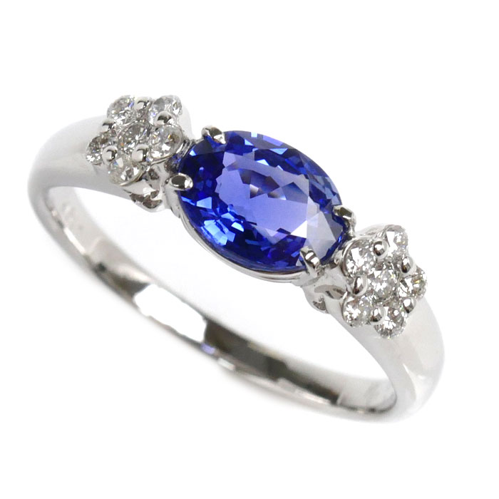 Ponte Vecchio ポンテヴェキオ K18WG ホワイトゴールド リング指輪 サファイア1.15ct ダイヤモンド0.25ct 18号 3.7g レディース 中古 美品