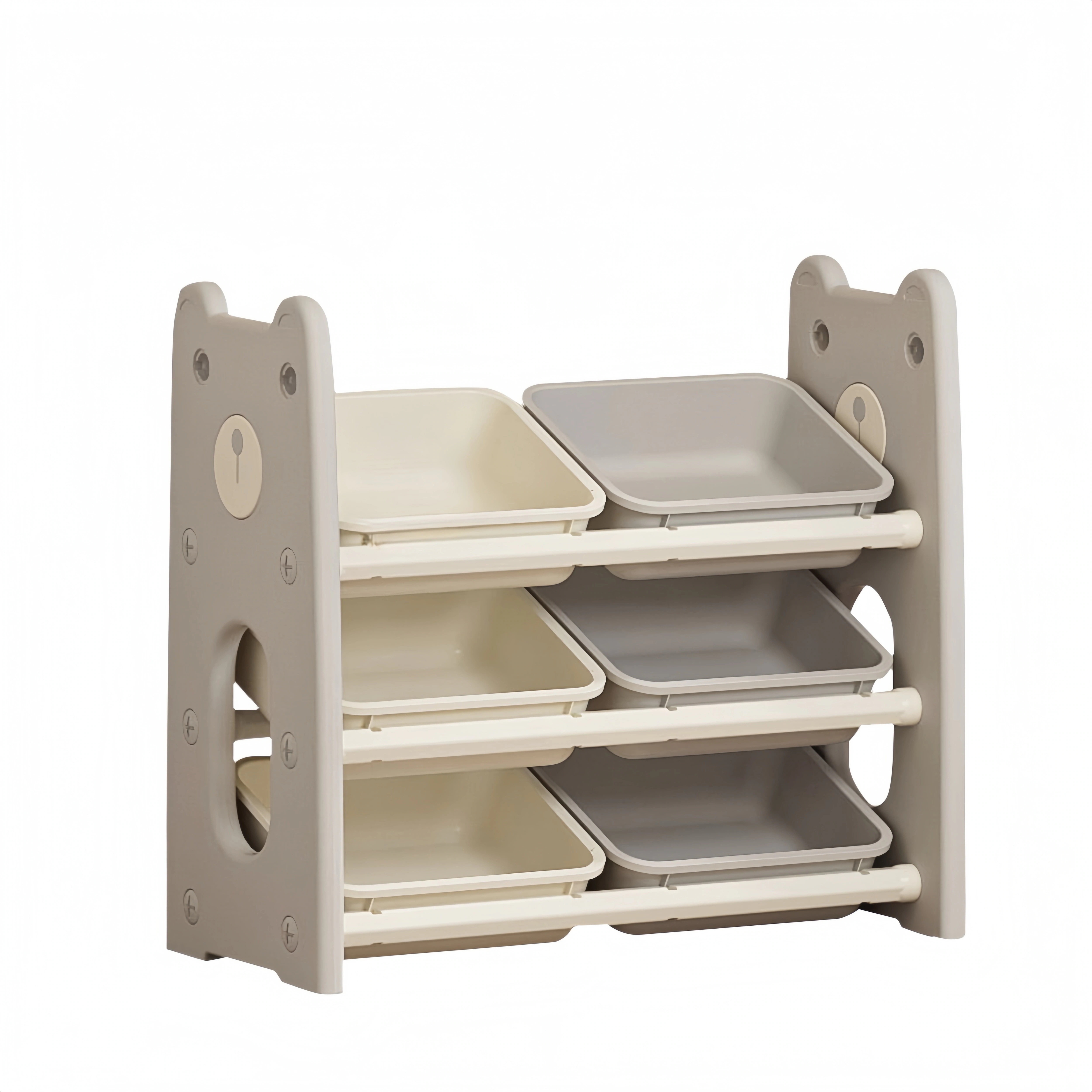 【安心保証】おもちゃ 収納 ラック 3段 棚なし　おもちゃ箱 おもちゃ収納3段ラック 絵本棚 スリム グレー+ホワイト オモチャ収納 おしゃれ ワイドタイプ 大容量 組立カンタン こども キッズ 入学