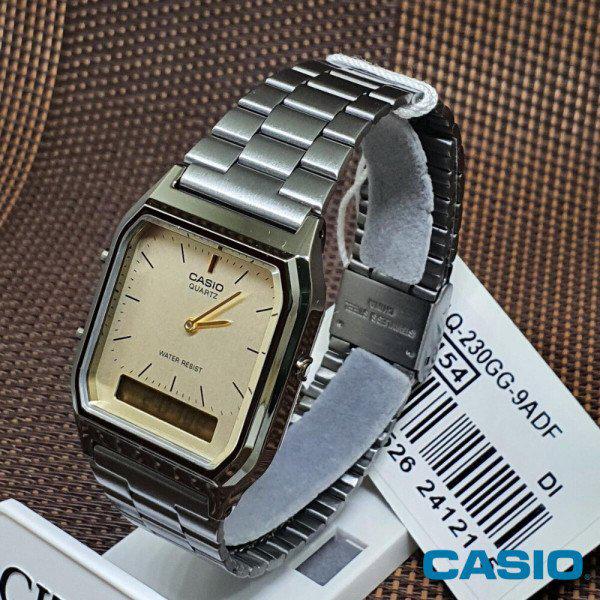 国内当日発送正規品 時計 AQ-230GG-9A アナログ デジタル スクエア ビンテージ レトロ 共用 メタル時計
