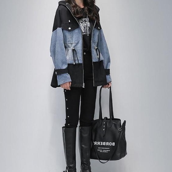 デニムジャケット レディース デニムコート ジャケット フード付き ジップアップ パーカー 大きいサイズ ミディアム丈 春秋 オシャレ アウター