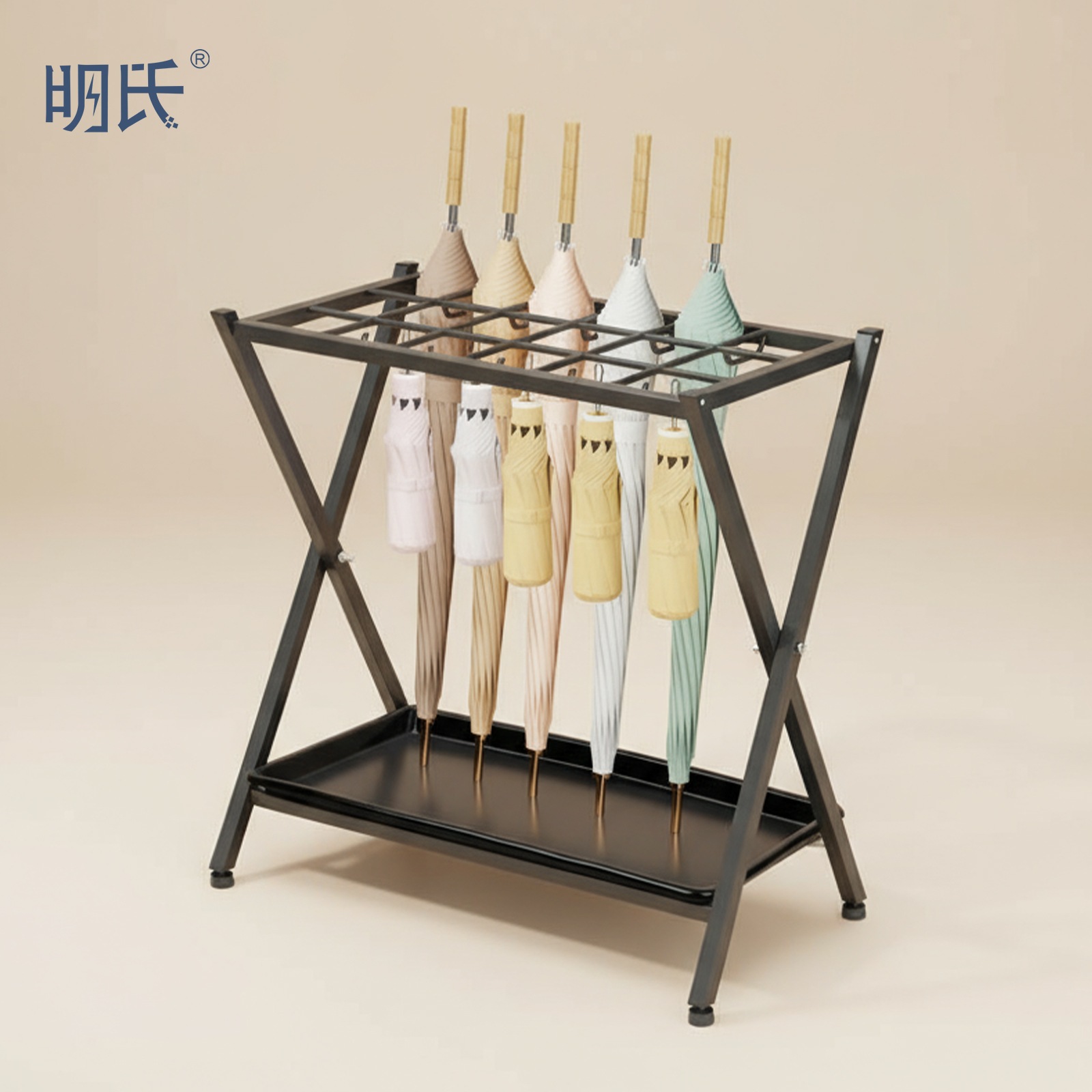 傘立て 業務用 大容量 28本収納 折りたたみ式 ブラック かさたて 玄関 傘立て おしゃれ 傘だて オフィス 店舗用 水受け皿付き W53×D28×H56cm