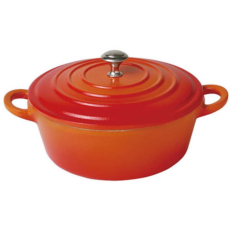 ヤマコー　てまひま工房 健康料理鍋 丸型 オレンジ　YAMACO78337