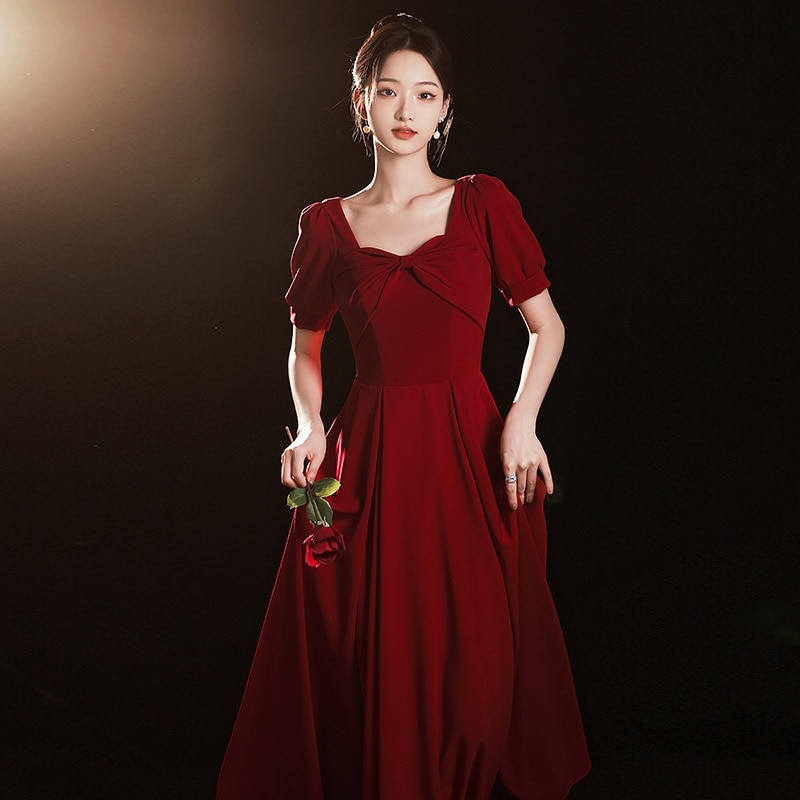 秋 ドレス 大きいサイズ ロングワンピース 新作 レッドドレス ウェディングドレス 結婚式 レディース