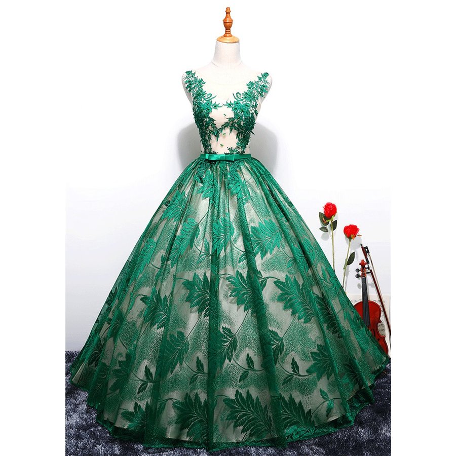 新商品　ウェディングドレス カラードレス 演奏会用ロングドレス　大きいサイズ ピアノ 発表会 グリーン