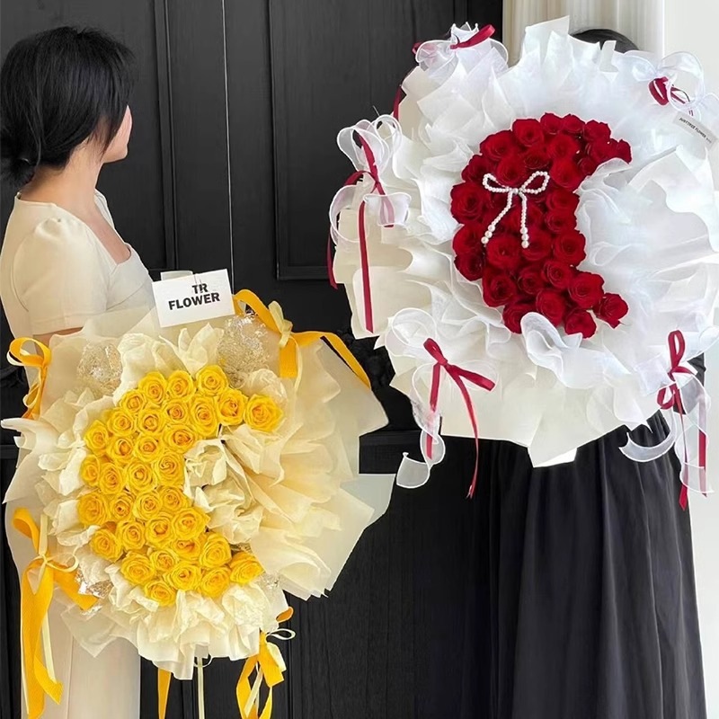 卒業シーズン贈り物 【急速出荷】中国のバレンタインデーのムーンブーケローズイン不滅の花シミュレーションブーケクリエイティブ 520 誕生日ギフトハグバケツ2つの方がお得です