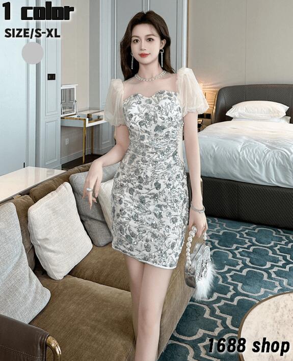 高品質大割引2025　ミニワンピース タイトワンピース 姫系ワンピース　フレアワンピース　シフォン　ワンピース インポート ミニ丈 エレガント　アシンメトリー シンプル パーティドレス 半袖 お嬢様