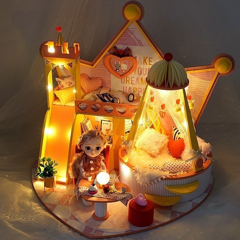 キャビン手組み立てハウスモデル木のおもちゃ誕生日ギフト女の子ドールハウス