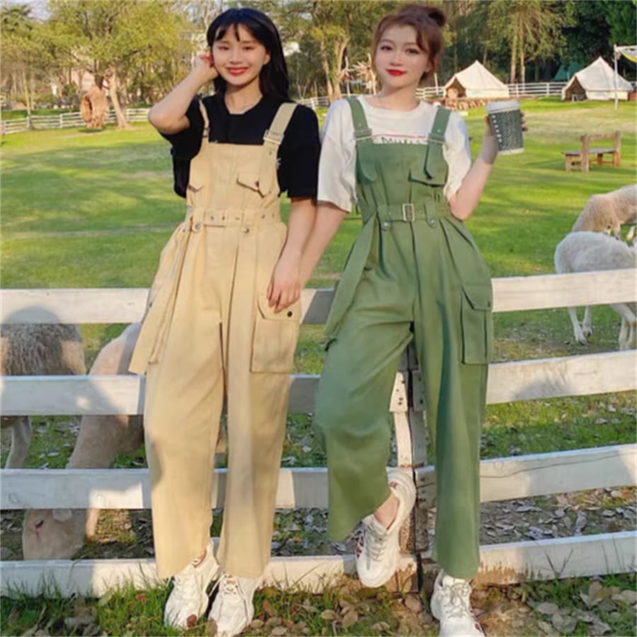パンツ ボトム 色 オーバーオール フレア Aライン ロング ポケット ハイウエスト かわいい 大人可愛い 大人女子 綺麗 シンプル カジュアル 大人 おしゃれ お洒落 こなれ感 ラフ