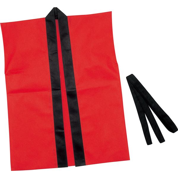 （まとめ）カラー不織布ハッピ子供用袖無 J 赤(×20セット)